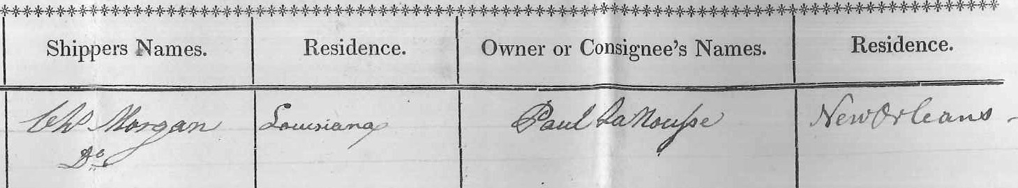 Thorn manifest detail 2, names of the shipper and consignee