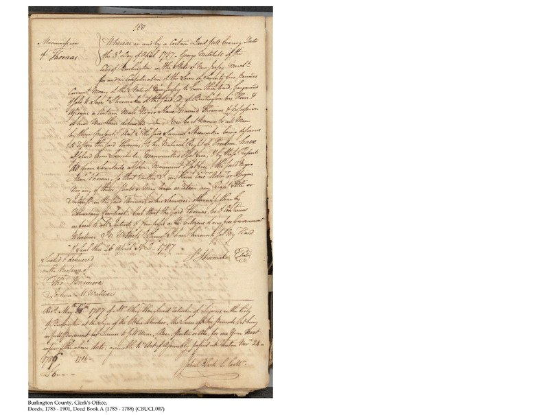 Burlington County Deed Book A, Folio 180-181