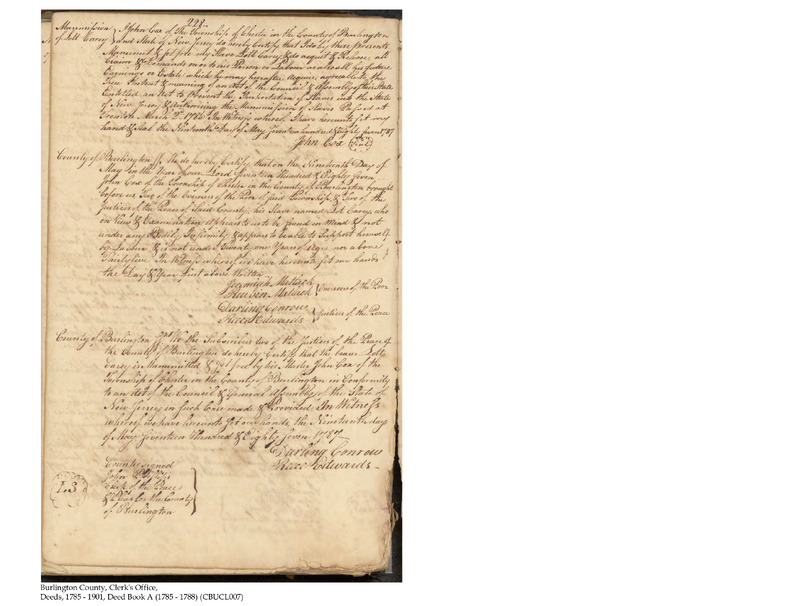 Burlington County Deed Book A, Folio 228