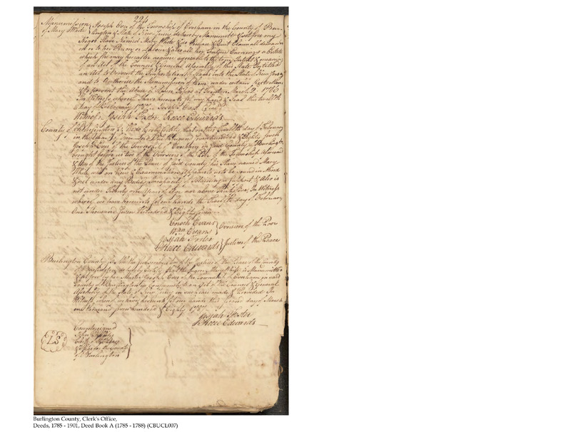 Burlington County Deed Book A, Folio 224