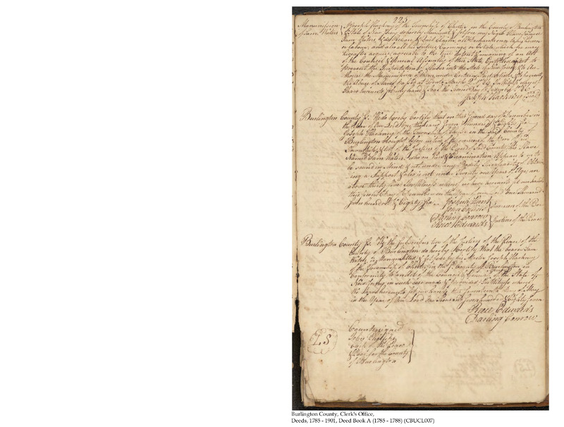 Burlington County Deed Book A, Folio 225