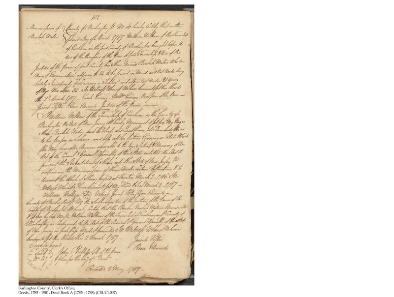 Burlington County Deed Book A, Folio 182