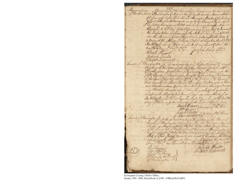 Burlington County Deed Book A, Folio 227