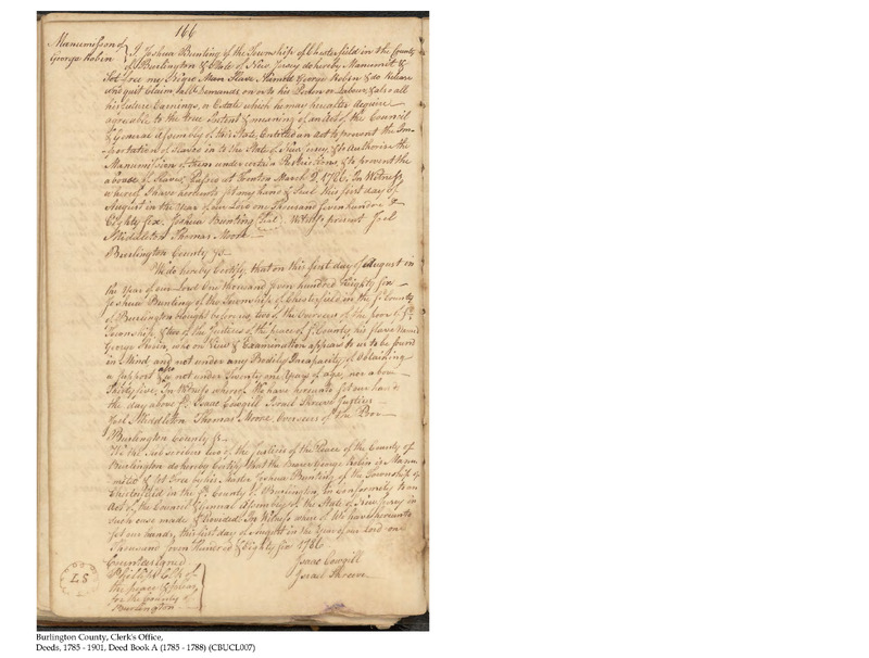 Burlington County Deed Book A, Folio 166
