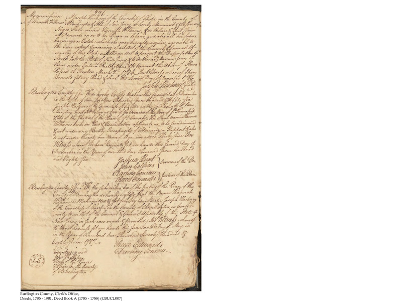 Burlington County Deed Book A, Folio 226
