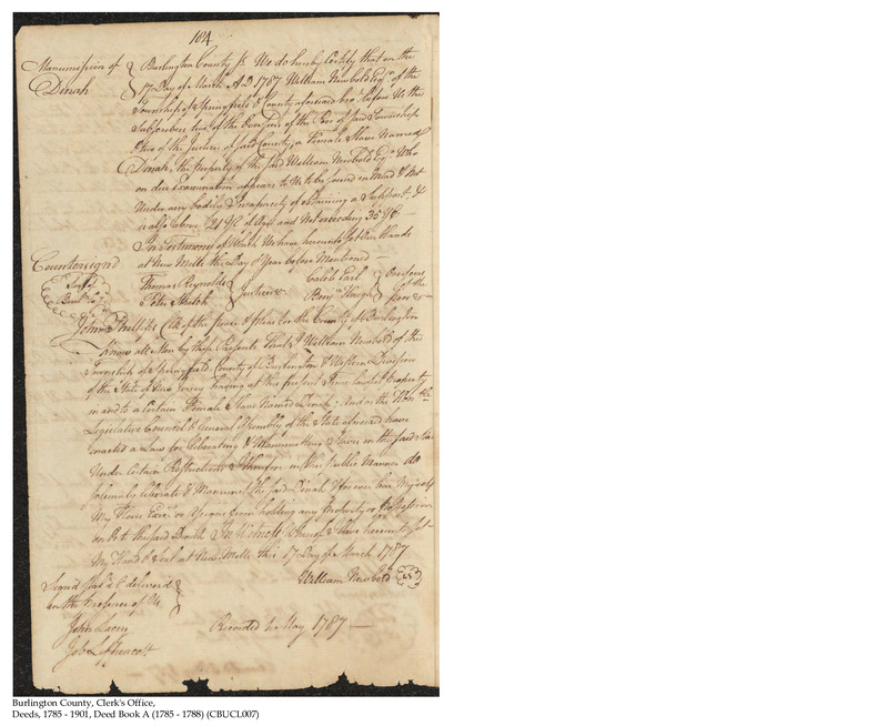 Burlington County Deed Book A, Folio 184