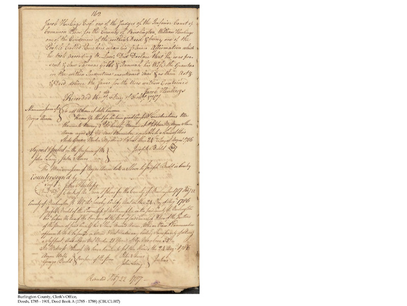 Burlington County Deed Book A, Folio 162