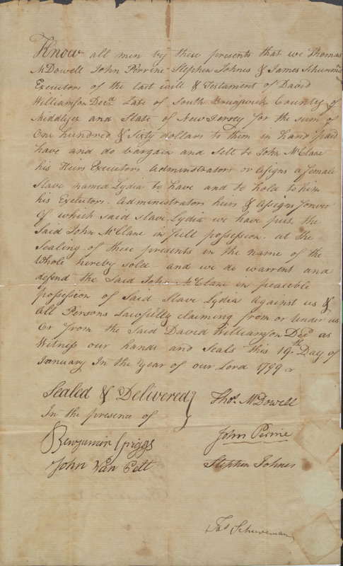 Bill of Sale for Lydia