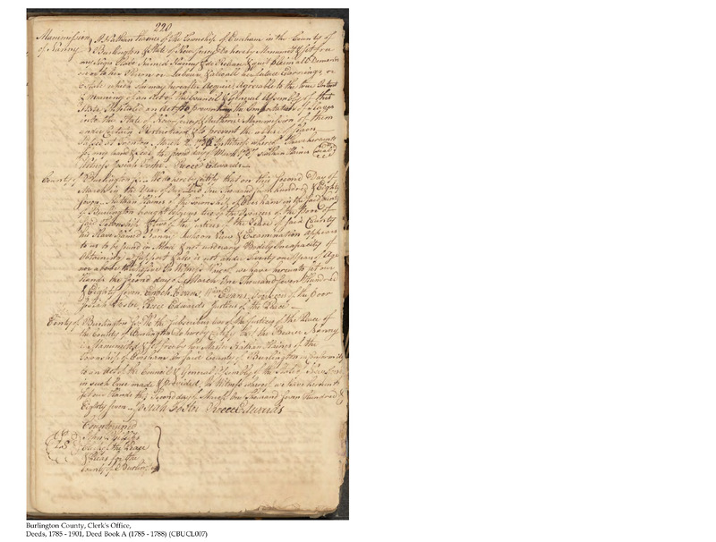 Burlington County Deed Book A, Folio 220
