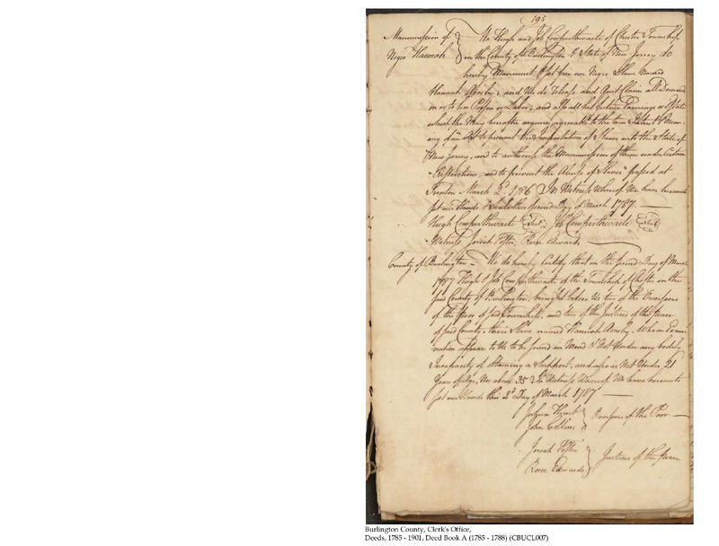 Burlington County Deed Book A, Folio 195-196