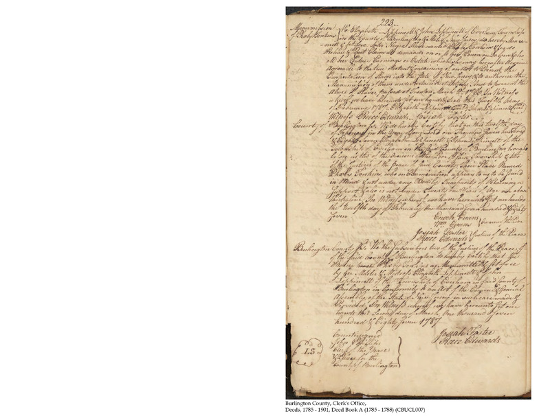 Burlington County Deed Book A, Folio 223